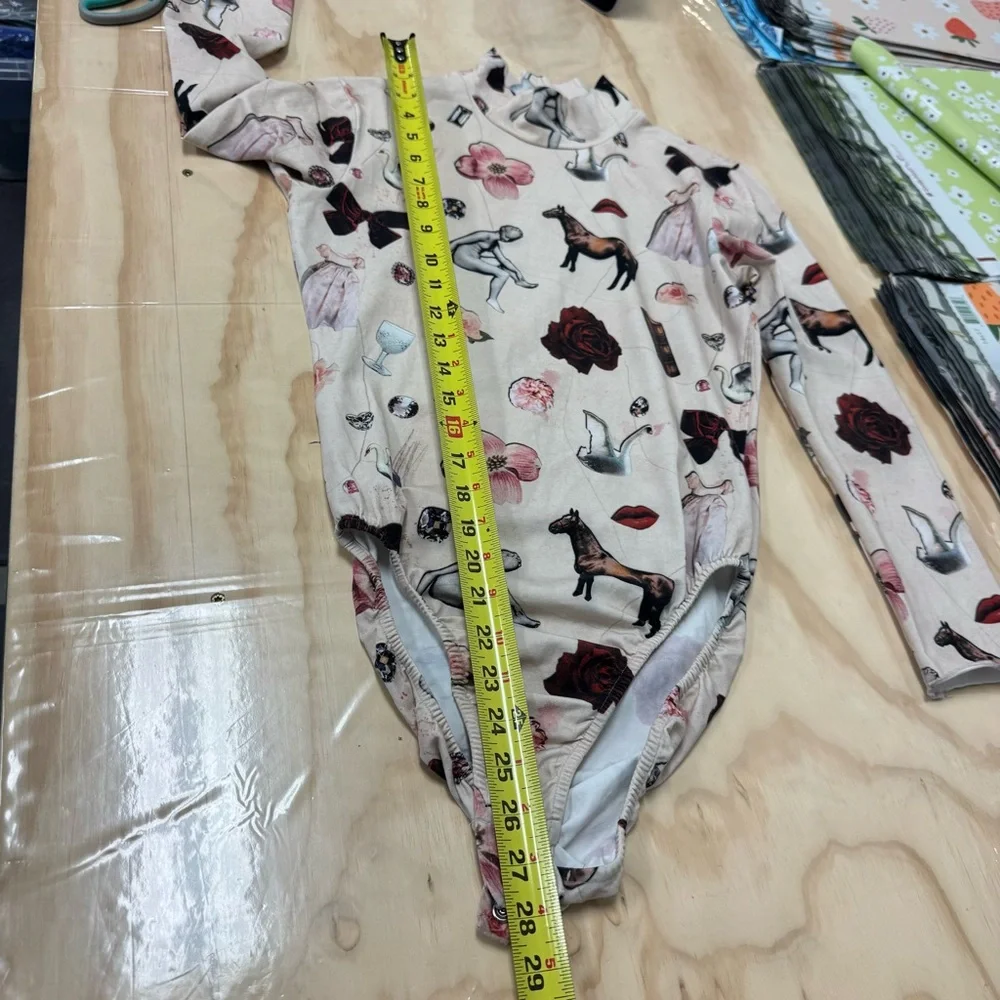 Samantha Pleet Starcrossed 3/4 Sleeve Bodysuit Collage Stretch Cream Medium - Picture 13 of 15